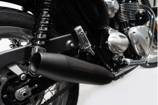 Sistema di scarico terminale in acciaio inox nero Remus TRIUMPH Bonneville T100 2021 7702 918021LR