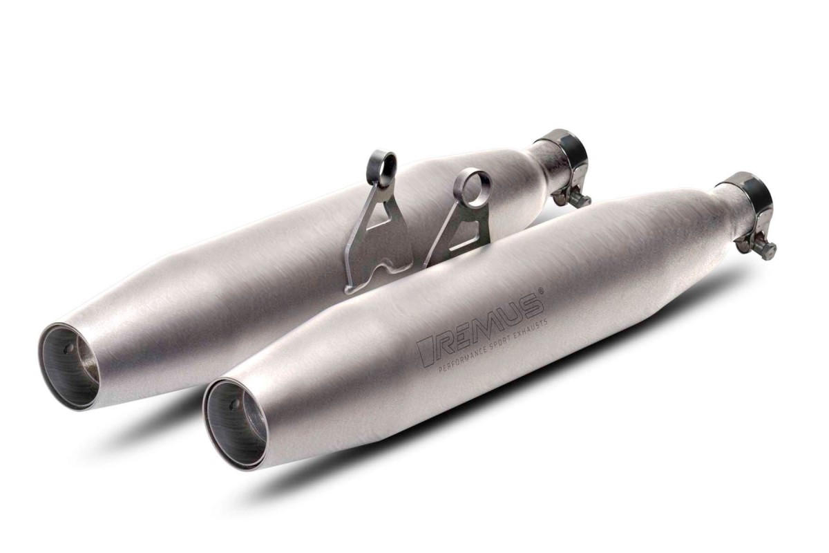 Sistema di scarico terminale in acciaio inox opaco Racing Remus TRIUMPH Bonneville T120 2021 7103 918021LR
