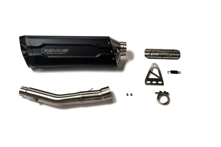 Sistema di scarico terminale sportivo in acciaio inox nero Remus 8 2.0 TRIUMPH Tiger 900 / 900 GT 2024 82782 916024