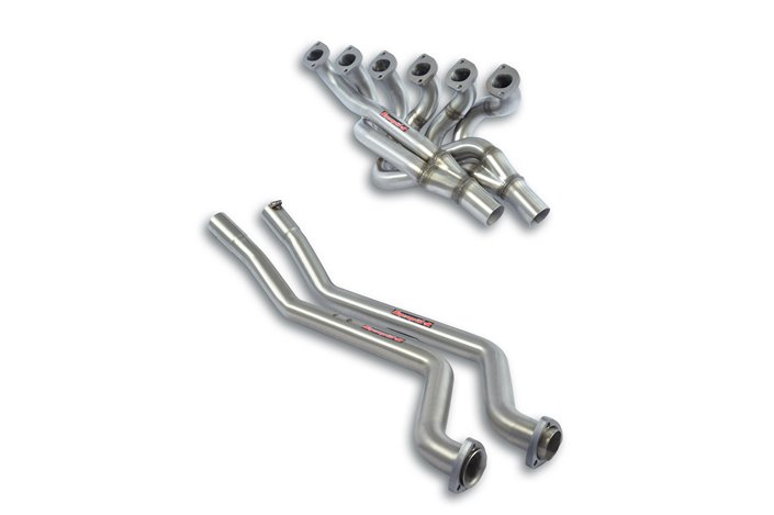 Collettore + tubi raccordo 100% Inox(Guida a sinistra)Per marmitta centrale di serie per BMW E12 525 (M30) '73 - '81