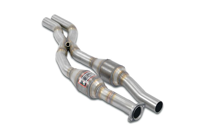 Anteriore con catalizzatore metallico destro - sinistro + "X-Pipe" per BMW E32 730iL (6 cil. - M30) ' 88 - ' 93