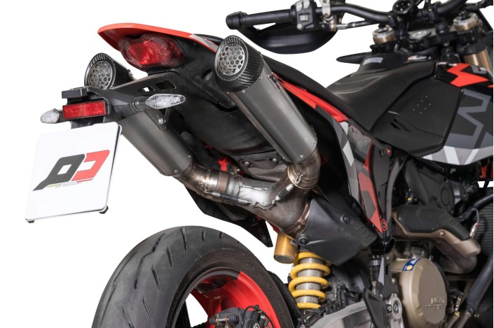 Exhaust with double silencer Tri Cone Titanium Carbon QD Exhaust ADUC0670051 Ducati Hypermotard 698