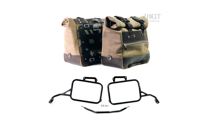 PAIR OF CULT LEATHER SIDE BAGS 40L - 50L - ATLAS UNIT GARAGE PLATE/FRAMES APRILIA TUAREG 660 2022-2024