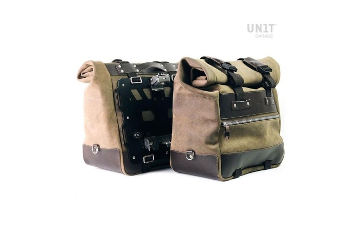 COPPIA di BORSE LATERALI CULT CUOIO 40L - 50L + PIASTRA UNIT GARAGE BMW R 1200 GS / ADV