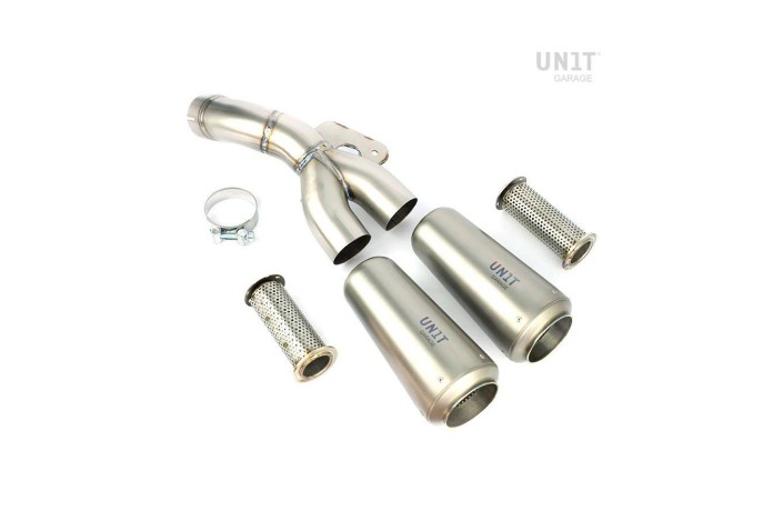 Sistema di scarico basso doppio in titanio UNIT GARAGE per BMW R NINE T / SCRAMBLER
