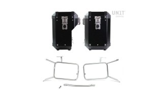 PAIRE DE SACOCHES ATLAS ALUMINIUM 47L+41L + CADRE UNITÉ GARAGE BMW R NINE T / SCRAMBLER