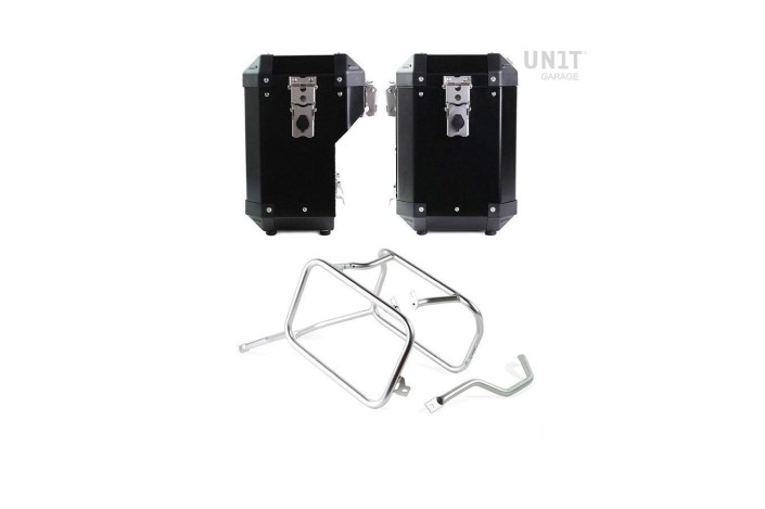 COPPIA di BORSE ATLAS ALLUMINIO 47L+41L + TELAIO UNIT GARAGE TRIUMPH SCRAMBLER 1200 XC / XE 2019-2024