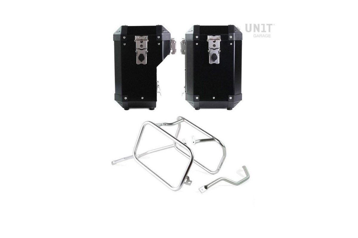 COPPIA di BORSE ATLAS ALLUMINIO 47L+41L + TELAIO UNIT GARAGE TRIUMPH SCRAMBLER 1200 XC / XE 2019-2024