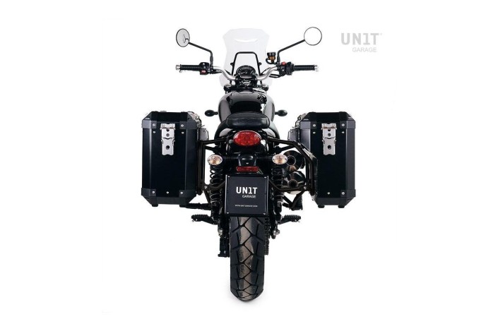 COPPIA di BORSE ATLAS ALLUMINIO 47L+41L + TELAIO UNIT GARAGE TRIUMPH SCRAMBLER 900 2017-2024
