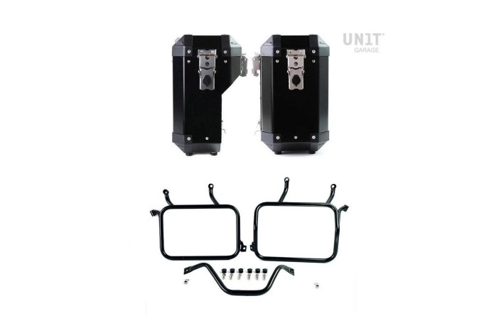 COPPIA di BORSE ATLAS ALLUMINIO 40L+34L + TELAI UNIT GARAGE per DUCATI DESERT X / RALLY 2022-2024