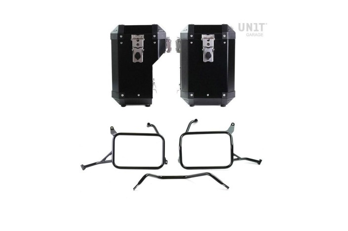 COPPIA di BORSE ATLAS ALLUMINIO 47L+41L + TELAIO UNIT GARAGE per YAMAHA TENERE 700 / WORLD RAID