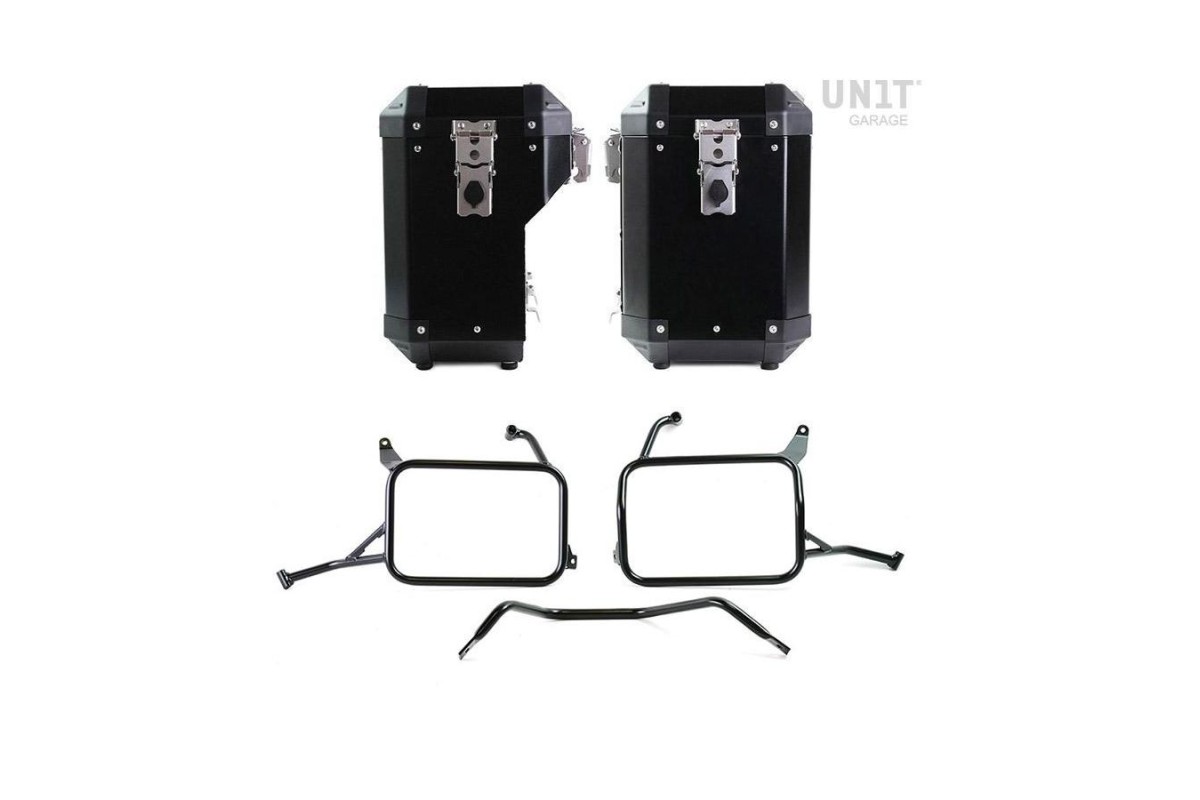 PAIRE DE SACOCHES ATLAS ALUMINIUM 47L+41L + CADRE GARAGE UNIT pour YAMAHA TENERE 700 / WORLD RAID