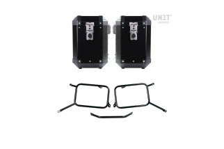 PAIR OF ATLAS ALUMINUM BAGS 47L+47L + UNIT GARAGE FRAME for TRIUMPH BONNEVILLE T120 2016-2024