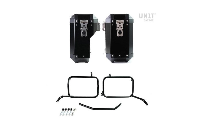 COPPIA di BORSE ATLAS ALLUMINIO 40L+34L + TELAIO UNIT GARAGE per MOTO GUZZI V85 TT 2019-2024