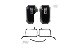 PAAR ATLAS ALUMINIUMTASCHEN 40L+34L + EINHEIT GARAGERAHMEN für MOTO GUZZI V85 TT 2019-2024