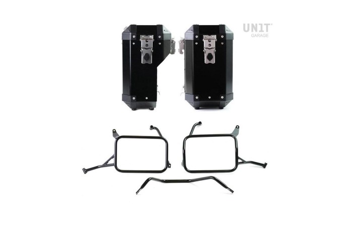 COPPIA di BORSE ATLAS ALLUMINIO 40L+34L + TELAIO UNIT GARAGE per YAMAHA TENERE 700 / WORLD RAID