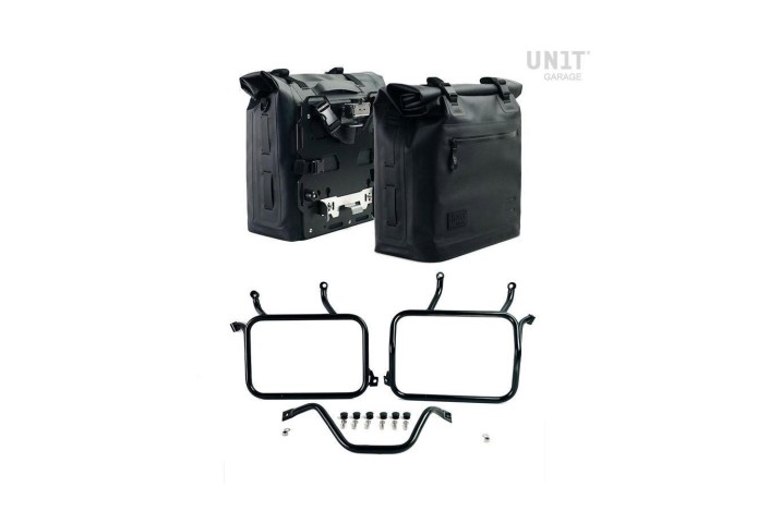 DUE BORSE LATERALI KHALI 35L - 45L/PIASTRE/TELAI UNIT GARAGE per DUCATI DESERT X / RALLY 2022-2024