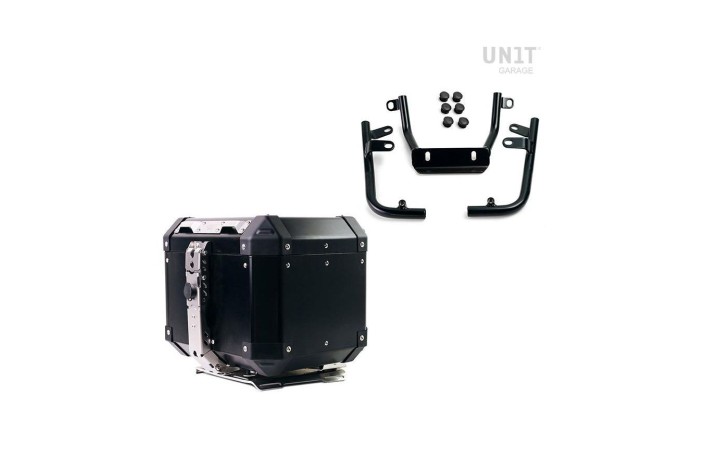 ATLAS ALUMINUM 36L TOP CASE and PLATE AND SUPPORT UNIT GARAGE for HD PAN AMERICA 1250